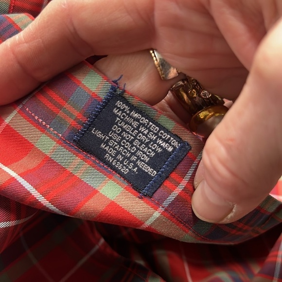 Burberry London Men's Red Plaid Long Sleeve Button Down Shirt Size XL - Picture 9 of 9